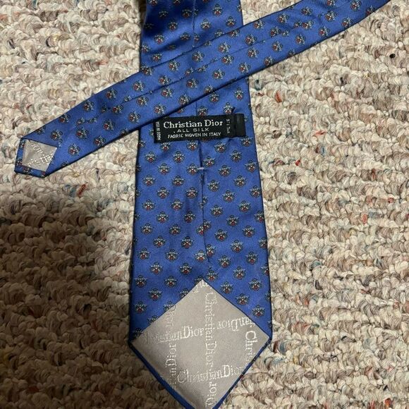 Dior Christian Dior Designer Blue 100% Silk Tie - Picture 3 of 4